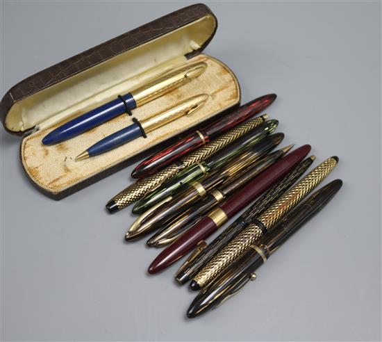 A collection of vintage Sheaffer pens and pencils